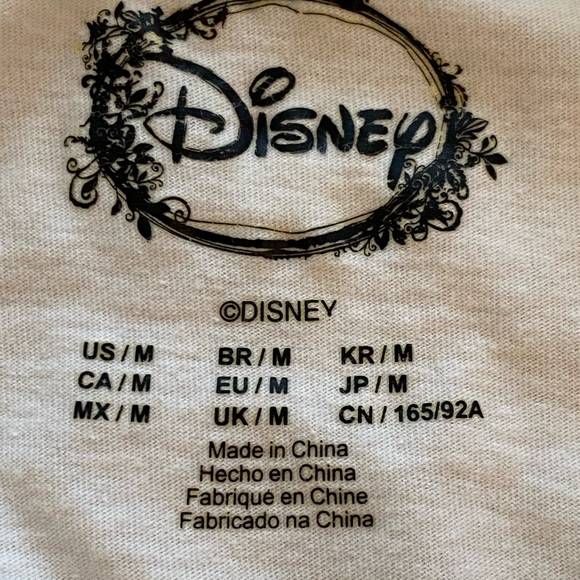 Disney Beauty And The Beast White Short Sleeve Tee Shirt w Red Roses / Size M - Picture 7 of 8